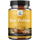 Pilules de pollen d'abeilles pour la croissance mammaire 60 Ct - Supplément de pollen d'abeille 1000mg Servir avec des vitamines B naturellement présentes Minéraux et enzymes - Supplément de soutien mammaire - Végétarien Non-OGM et sans gluten