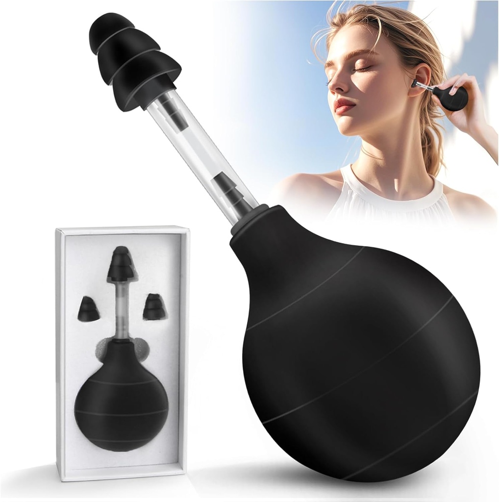Outil de pression de l'oreille, dispositif d'aspiration pour le soulagement de la pression de l'oreille, migraine et décapage de la tête Balance interne de l'oreille, soulagement de la pression de l'oreille de l'avion, douleur réductrice, stress, tension par pression de l'oreille interne - noir