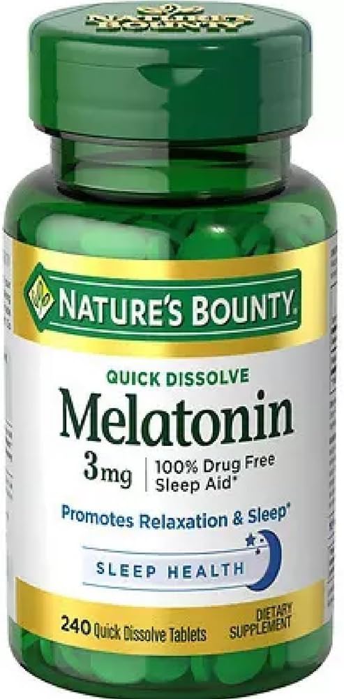 Mélatonine de Bounty de la nature 3 mg Comprimés 120 Comprimés (paquet de 2)