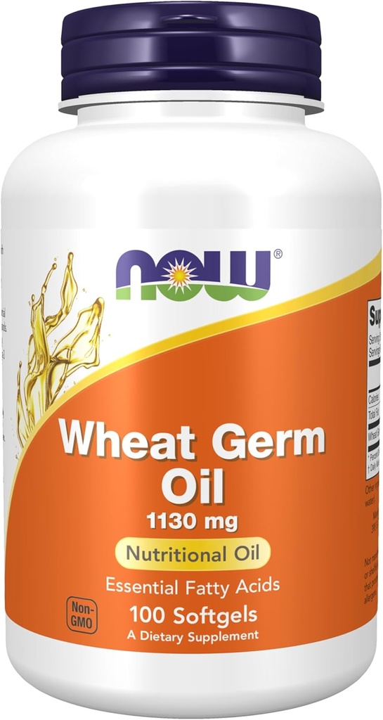 MAINTENANT compléments alimentaires, huile de germe de blé 1,130 mg avec acides gras essentiels, huile nutritionnelle, 100 softgels