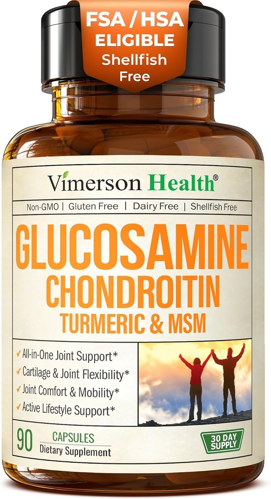 Glucosamine Chondritin MSM – Supplément de soutien conjoint pour les femmes et les hommes avec le sulfate de glucosamine 1500 mg, Chondritin et MSM – pour le cartilage, la santé articulaire et la flexibilité – 90 capsules