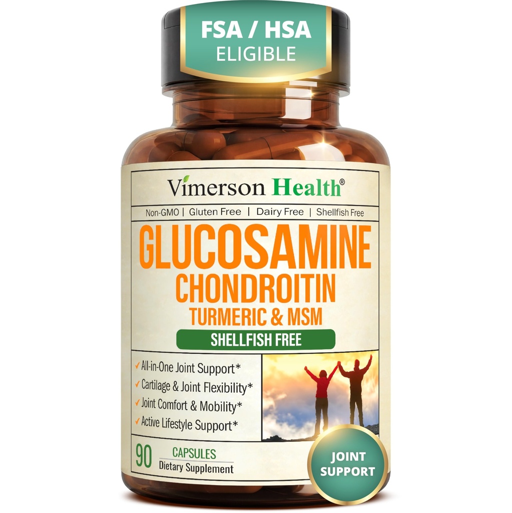 Glucosamine Chondritin MSM – Supplément de soutien conjoint pour les femmes et les hommes avec le sulfate de glucosamine 1500 mg, Chondritin et MSM – pour le cartilage, la santé articulaire et la flexibilité – 90 capsules