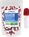 XPRS Nutra Taille 2 Capsules vides - 500 Compte Capsules de gélatine vides - Pills Bricolage Capsule Remplissage - Pure Pilule Gel Caps pour Do-It-Youlf Suppléments (Clear Red/White)