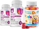 Gommies de vitamine D pour les enfants et les adultes 2000 UI et Gommies de magnésium - suppléments de vitamine D3 sains 1000IU - soutien immunitaire sans gélatine végétarienne avec des chews calm au magnésium sans sucre pour les enfants et les adultes