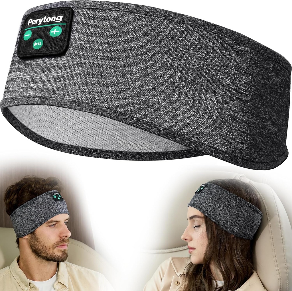 Perytong Sleep Headband - Bluetooth Sleeping Headphones for Side Sleepers - Headphones for Sleeping Comfortable Headband with Thin Speaker Microphone Gift Ideas for Women Men