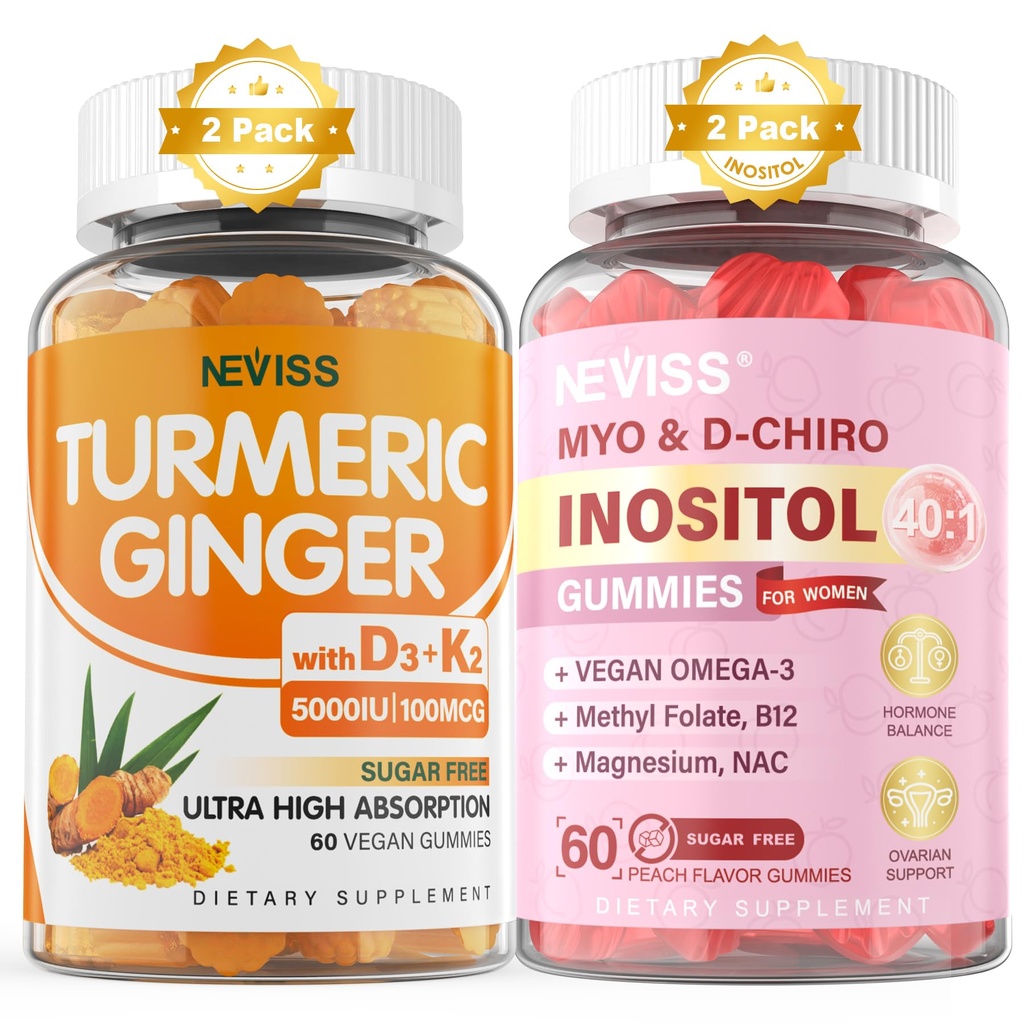 Gommies de gingembre en curcuma sans sucre & Gommies de myo-inositol sans D-Chiro