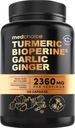 4-en-1 Suppléments à base de curcuma et d'ail avec BioPerine – 2360mg Capsules de racine de gingembre à base d'ail – Mélange à base de plantes à haute puissance (120 ct)