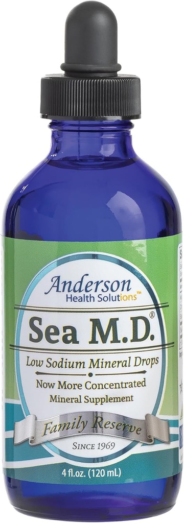Anderson Sea M.D. gouttes minérales concentrées, supplément de magnésium électrolyte ionique, magnésium liquide, facile à prendre, 4 fl oz, 60 portions en bouteille de verre