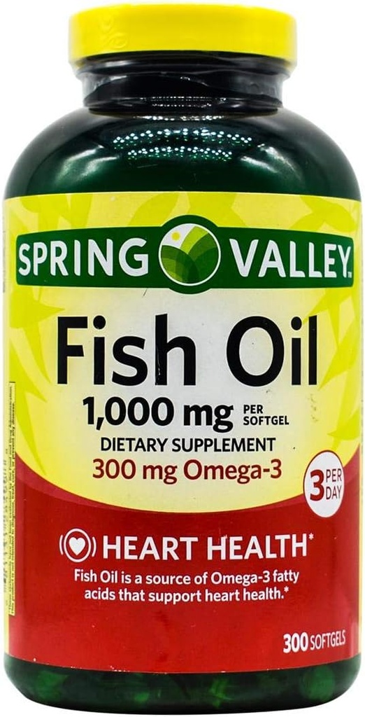 Spring Valley - Huile de poisson 1000 mg, 300 Softgels