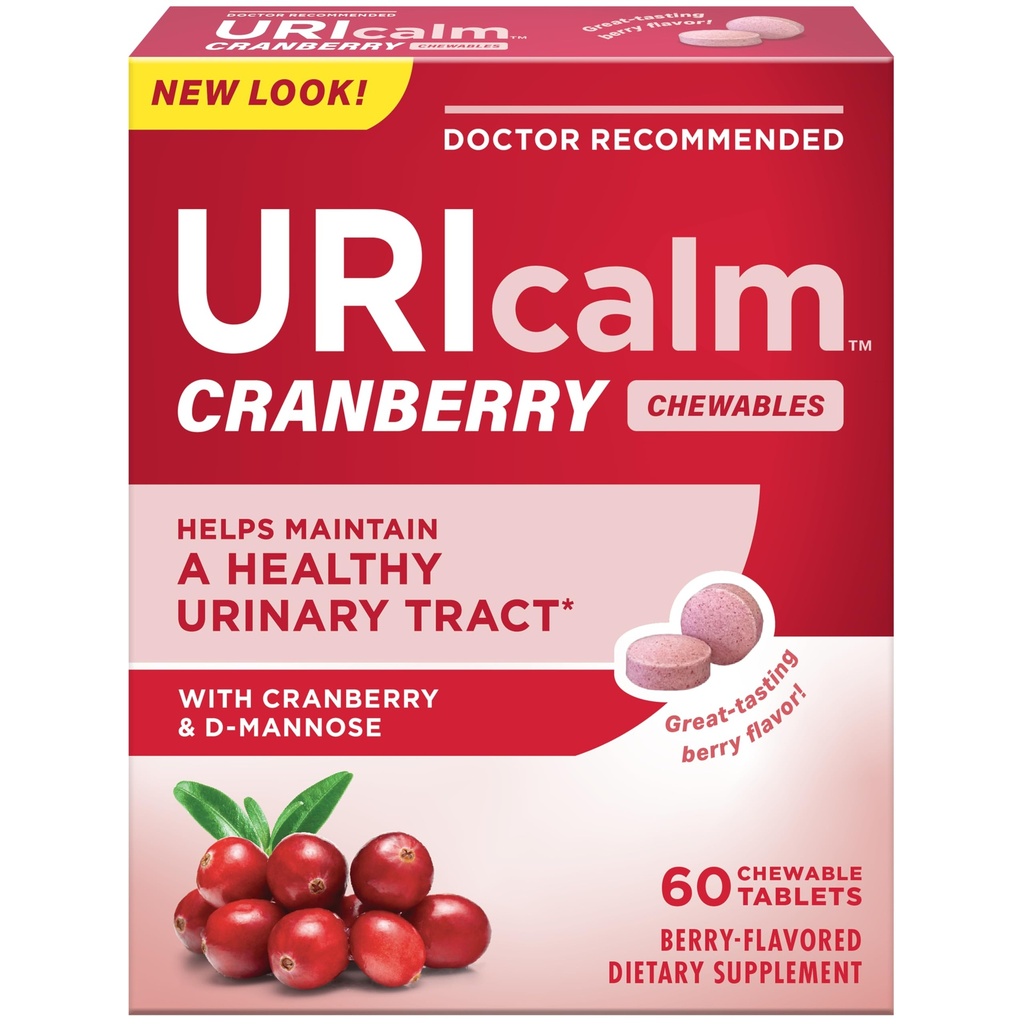 Uricalm Cranberry, supplément alimentaire quotidien à croquer avec D-Mannose, Berry, 60 comte