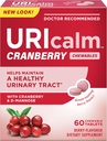 Uricalm Cranberry, supplément alimentaire quotidien à croquer avec D-Mannose, Berry, 60 comte