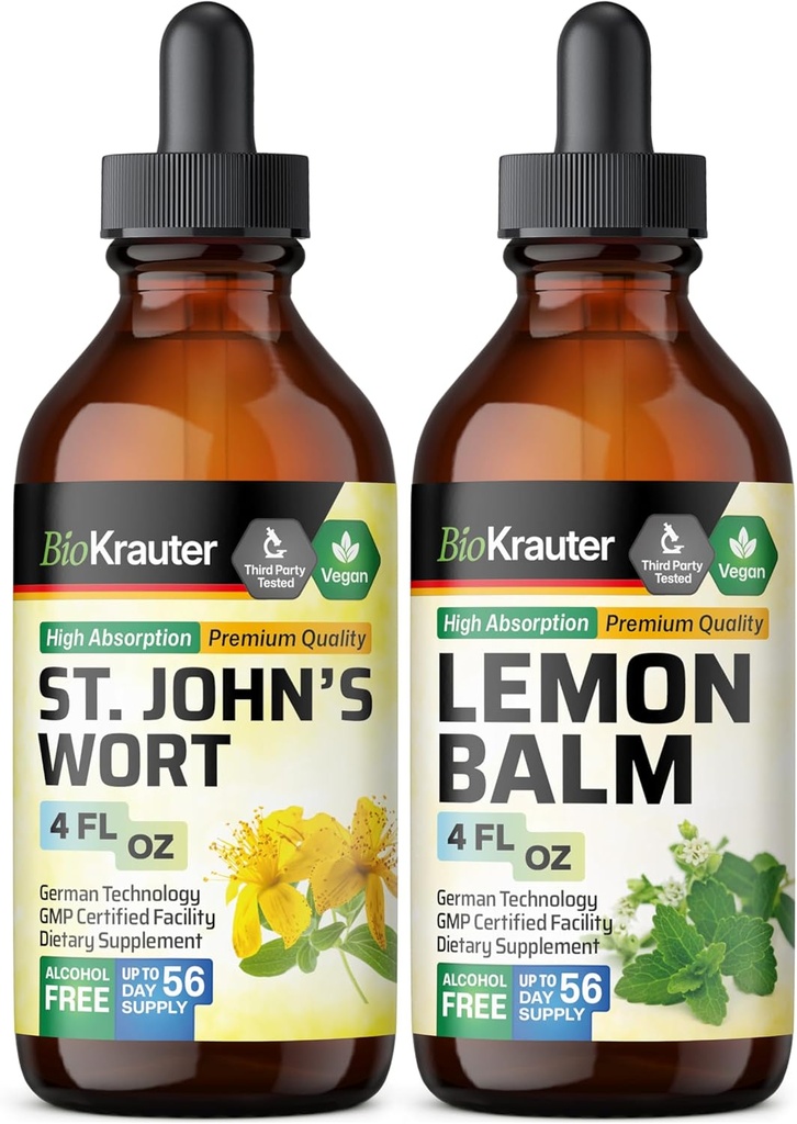 BIO KRAUTER St. John , Teinture de millepertuis 4 Fl. Oz. et Lemon Baume Teinture 4 Fl. Oz.
