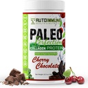 Paléo Perfection Cerise Chocolat Herbacé Fed Boeuf Collagène Protéine Poudre avec Stevia - Paléo, Keto, SCD, AIP Protéines Poudre avec Fibre de pomme, Carotte et Brocoli - 300g Protéines Poudre et Mélange Superfood