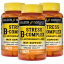 MASON NATURAL Stress B,Complexe avec les antioxydants + zinc, 6 mois d'approvisionnement, formule de double action, soutient le métabolisme énergétique et la santé immunitaire, 3 Pack