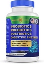 Probiotics Prebiotics Postbiotics Digestive Enzymes 4 in 1 Formula 60 Count (Pack of 1)