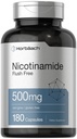Horbäach Nicotinamide 500mg | 180 Capsules | Flush Free Dietary Supplement | Non-GMO and Gluten Free Vitamin