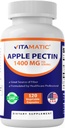 Pectine de pomme vitamatique 700mg – 120 Capsules végétariennes par bouteille supplément naturel de fibre alimentaire – soutient la santé et la régularité digestive*