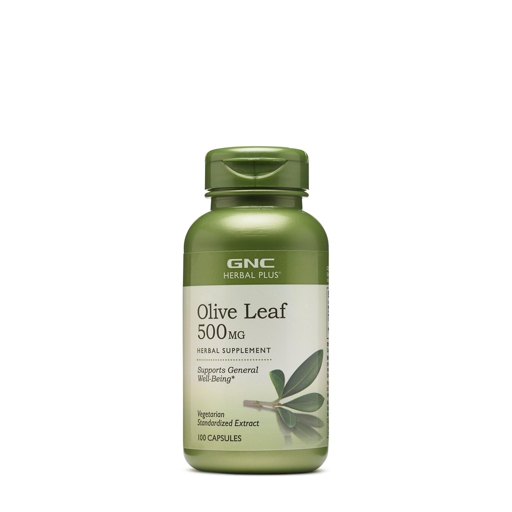 GNC Herbal Plus Olive Leaf 500mg Supplément, végétarien, soutient le bien-être général, 100 portions