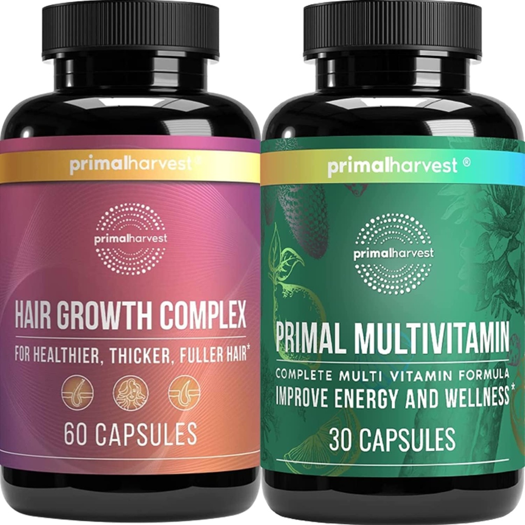 Primal Récolte Suppléments de croissance et de multivitamine pour les femmes et les hommes Capsules multivitamines et pilules complexes de repousse des cheveux