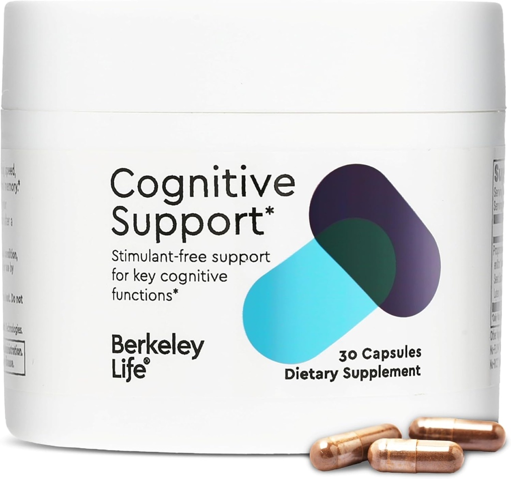 Berkeley Life Supplément de soutien cognitif pour la mémoire et le focus - Suppléments de santé cérébrale soutient la perte de mémoire, la clarté mentale, l'incapacité à multitâche et la perte de vitesse - pour les adultes - 30 capsules