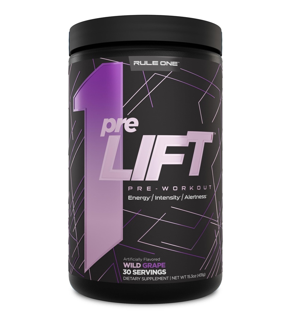 Règle 1 pré-entraînement LIFT, 6g Citrulline, 3,2g Beta Alanine, 3 sources de caféine + 20 autres pour l'énergie, l'alerte et l'endurance (30 portions, raisins sauvages)