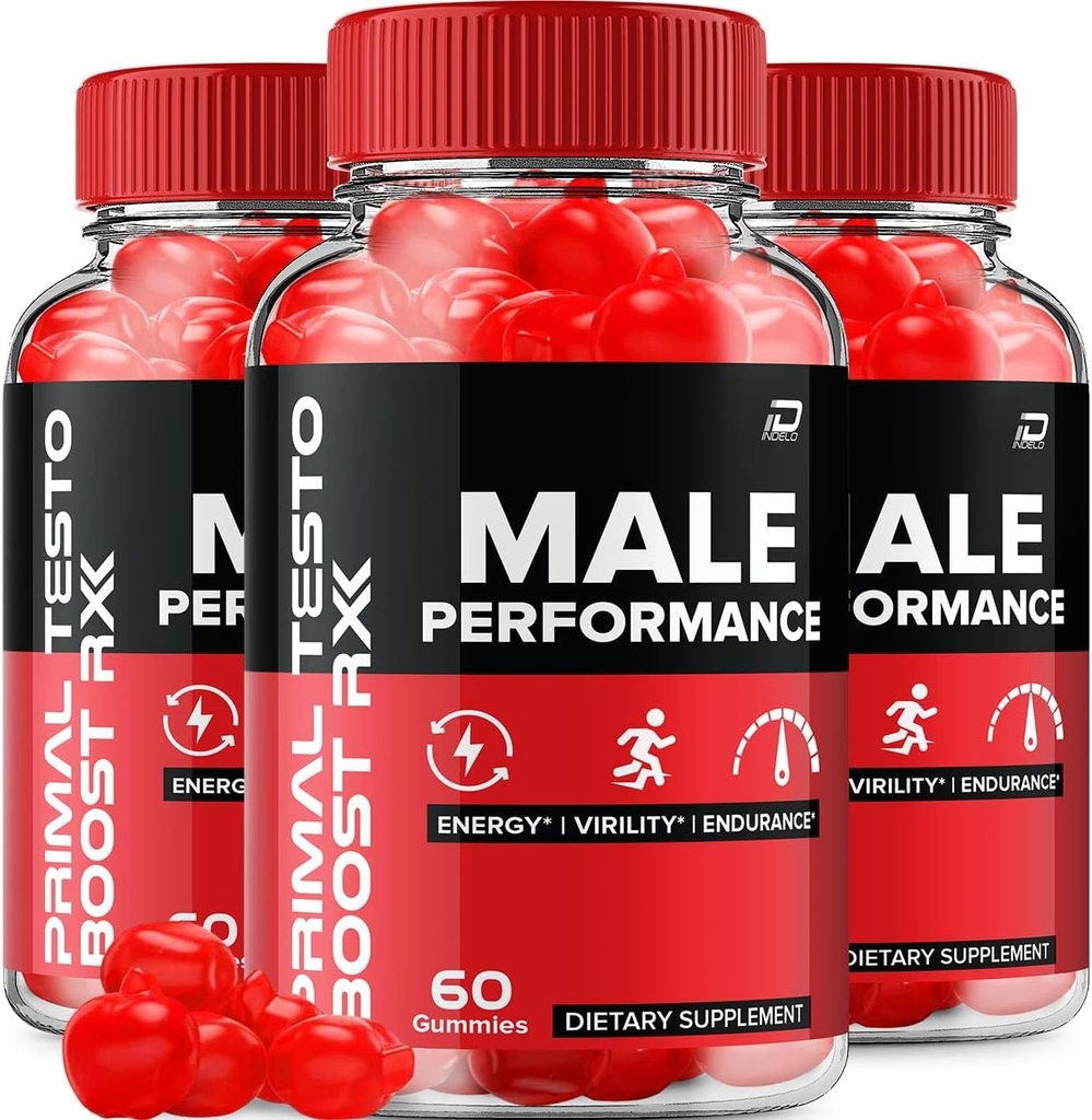 Primal Testo Boost RX ACV Gummies pour hommes – PrimalTesto Boost RX Homme ACV Gummies Supplément tout naturel, Primal TestoBoost RX Gummies Avis (3 Pack - 180 Gummies)