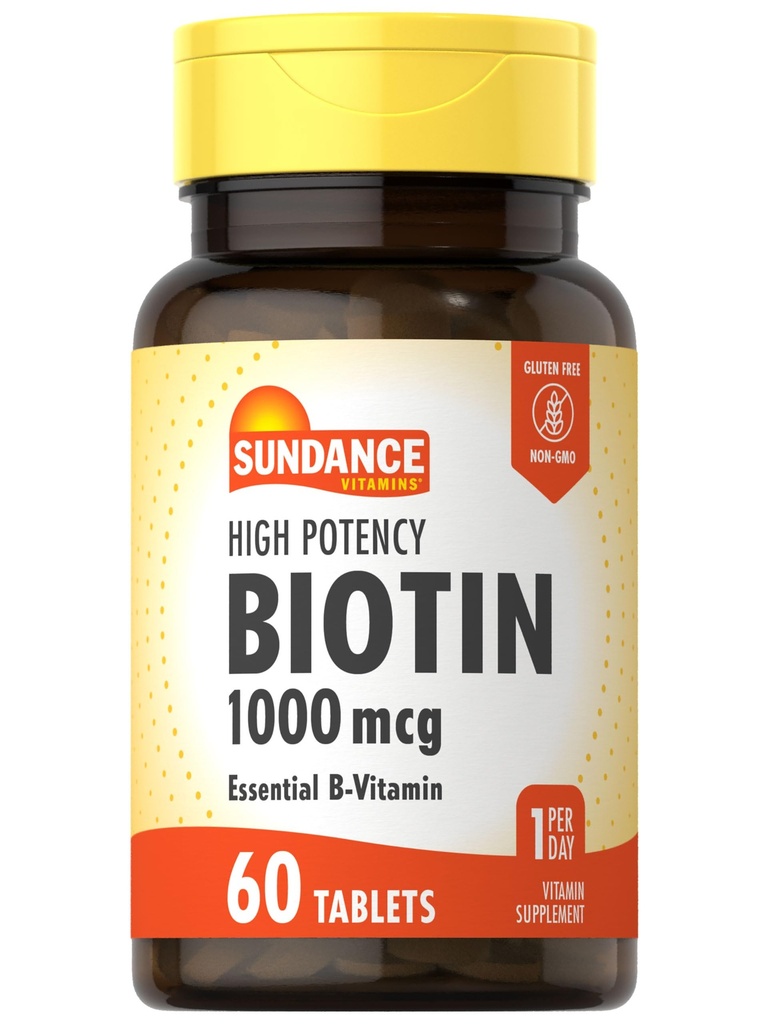 Sundance High Potency Biotine 1 000 mcg Supplément aux comprimés de vitamine B essentiels