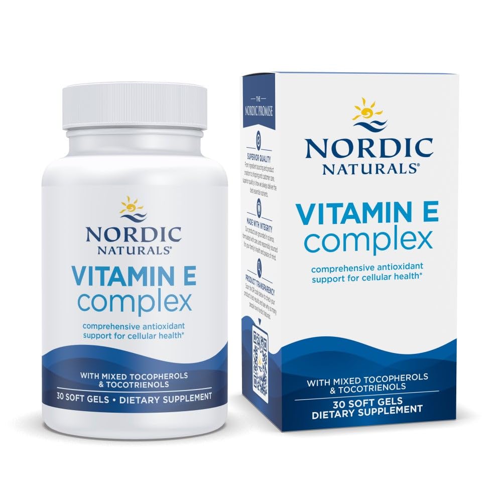 Nordic Naturals Complexe Vitamine E, non aromatisé - 30 gels souples - 6 formes de vitamine E pour le soutien antioxydant - Protection cellulaire - Non-OGM - 30 portions