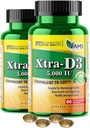 America Medic & Science Xtra D3 Vitamine D 5 000 UI (125 mcg)Cholecalciferol Supplément pour les hommes et les femmes(120Facile à avaler Softgels) 2pack="Meilleur pour les os, la santé du coeur, le système immunitaire, la fonction pulmonaire