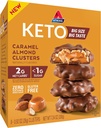 Atkins Caramel amandes grappes, sans gluten, haute en fibre, 1g de sucre, 2g de carbure net, Keto Friendly, 8 comte