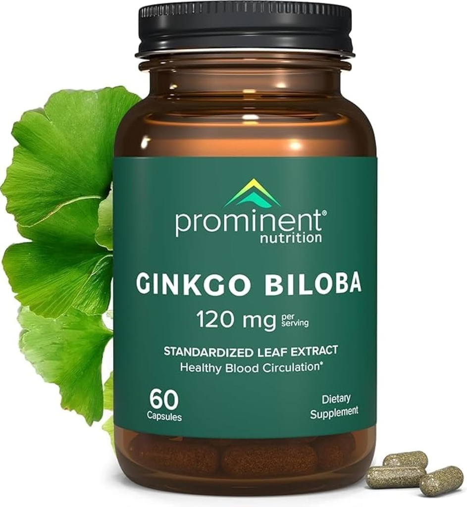 Nutrition principale Ginkgo Biloba 120mg - Ginkgo Biloba Extrait de feuille, suppléments à base de plantes pour aider à soutenir la mémoire et le focus- végétalien, non-OGM, sans gluten, sans soja, 60 jours d'approvisionnement - 1 Pack
