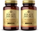 Solgar Folate 1000 mcg - 120 comprimés, 2 paquets - 1000 mcg Bio-Active Métafoline - Vegan, sans gluten, sans laiterie, casher - 240 Total des portions