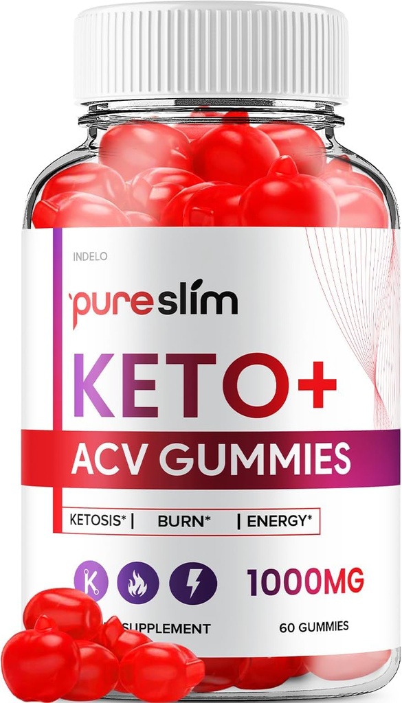 Pure Slim Keto ACV Gummies - Formule avancée PureSlim Keto Plus ACV Gummies Apple Cider Vinegar Pure Slim ACV Gummies Dietary Supplément Avis Hommes Femmes (60 Gummies)