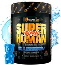 ALPHA LION Superhumain Burn – 2 en 1 Métabolisme Booster avant l'entraînement et Thermogénique Fat Burner pour les hommes – Suppresseur d'appétit et supplément de perte de poids (21 portions, Blue Gummy Bear Flavor)