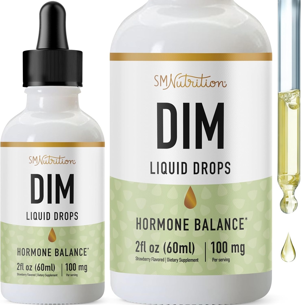 DIM Liquid Drops Supplement 100mg pour l'équilibre œstrogène pour les femmes et les hommes