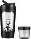 Bouteille de shaker de protéines portative électrique pour les mélanges lisses avec/FREE PROTEIN POWDER CUP (Noir)