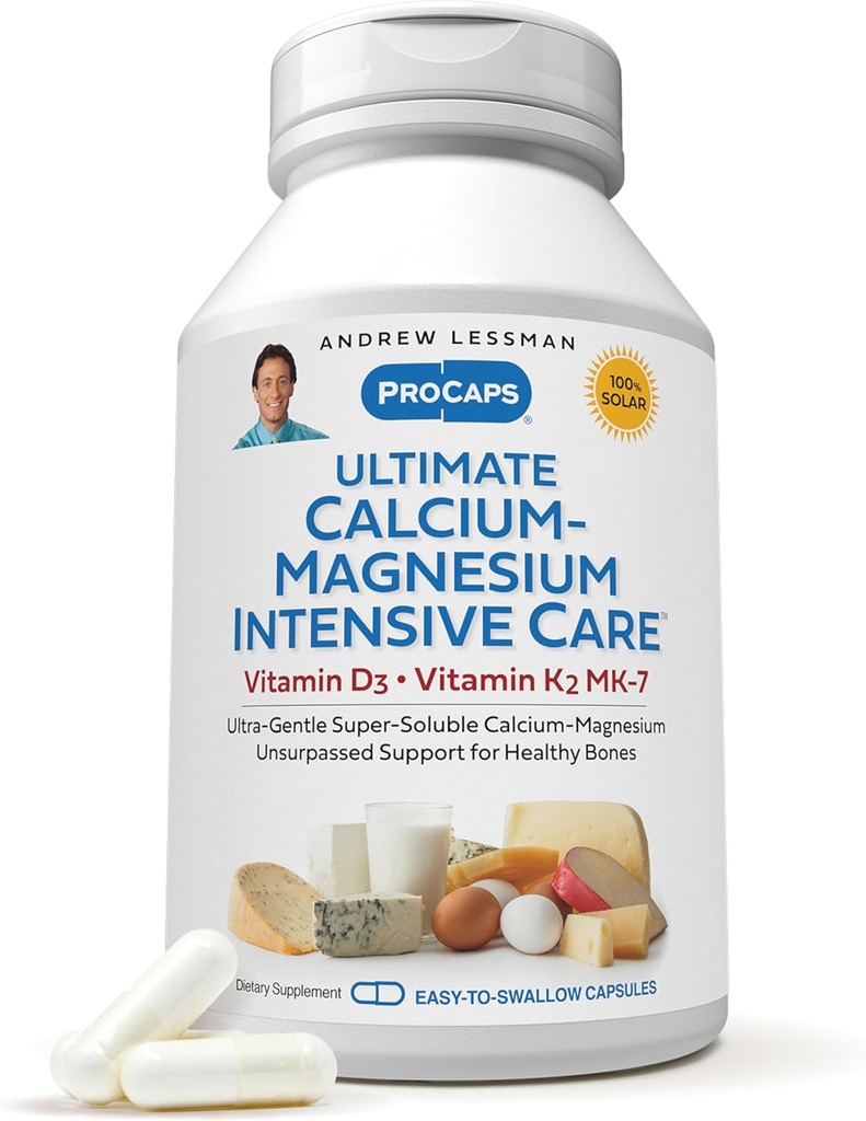 ANDREW MOINSMAN Ultimate Calcium-Magnésium Intensive Care with Vitamine D3 & K2 MK7-120 mcg - 360 Capsules – Bone and Skeleton Health Essentials. Doucement, facile à avaler, super soluble. Aucun additif