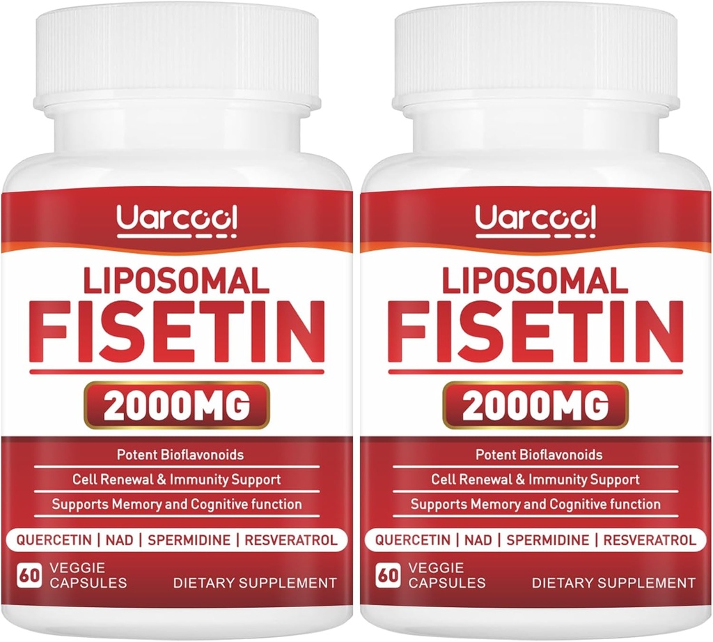 Fisetin Supplement 2000mg for Healthy Aging and Longevity, Skin Health, Brain - Soy Free, Vegetarian - 60 Softgels(2 Bottles)
