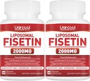 Supplément de fisétine 2000mg pour le vieillissement en santé et la longévité, la santé de la peau, le cerveau - sans soja, végétarien - 60 softgels(2 bouteilles)