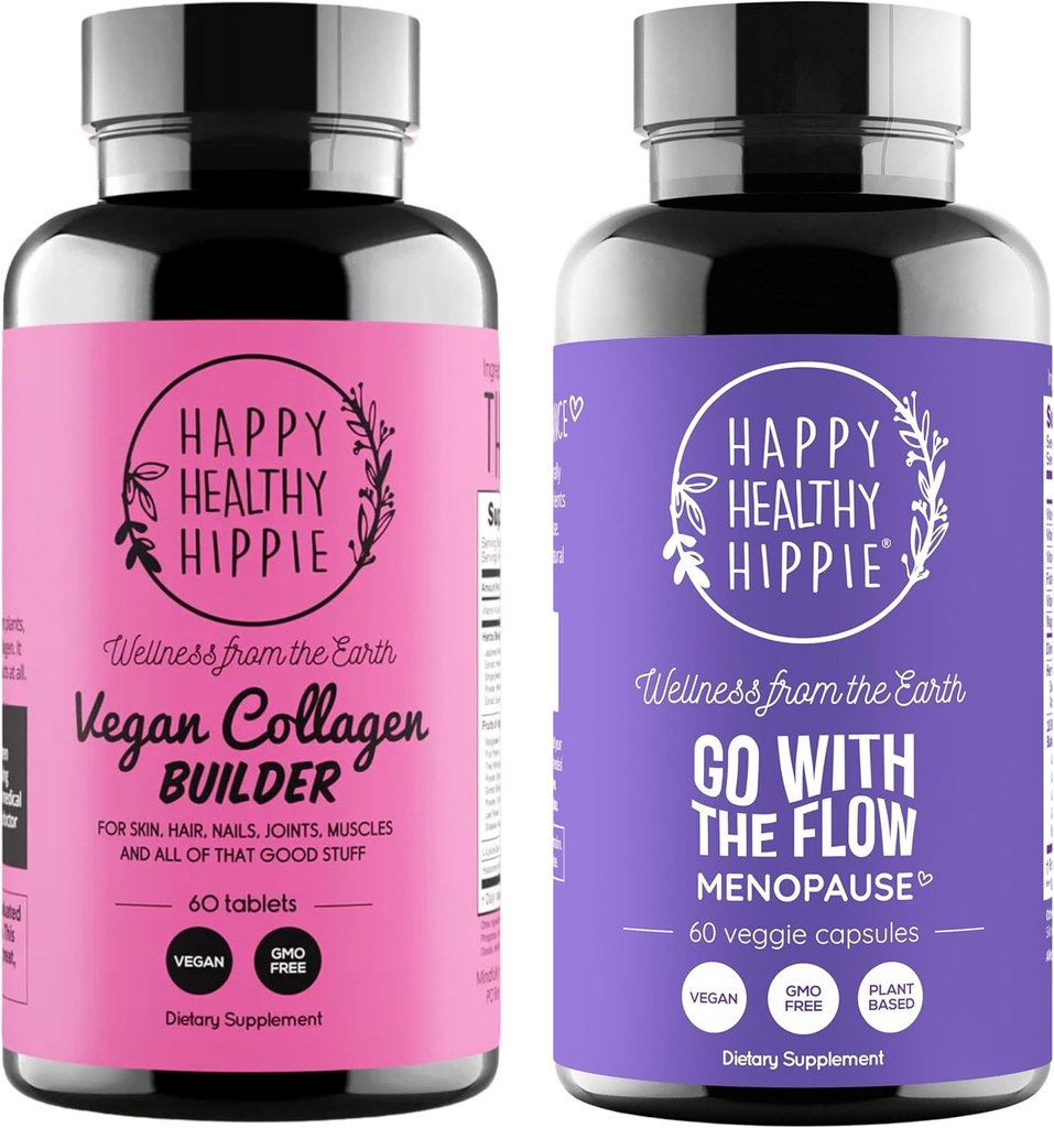 Happy Healthy Hippie Go with The Flow Menopause Support & Vegan Collagen Builder Collagen Pills