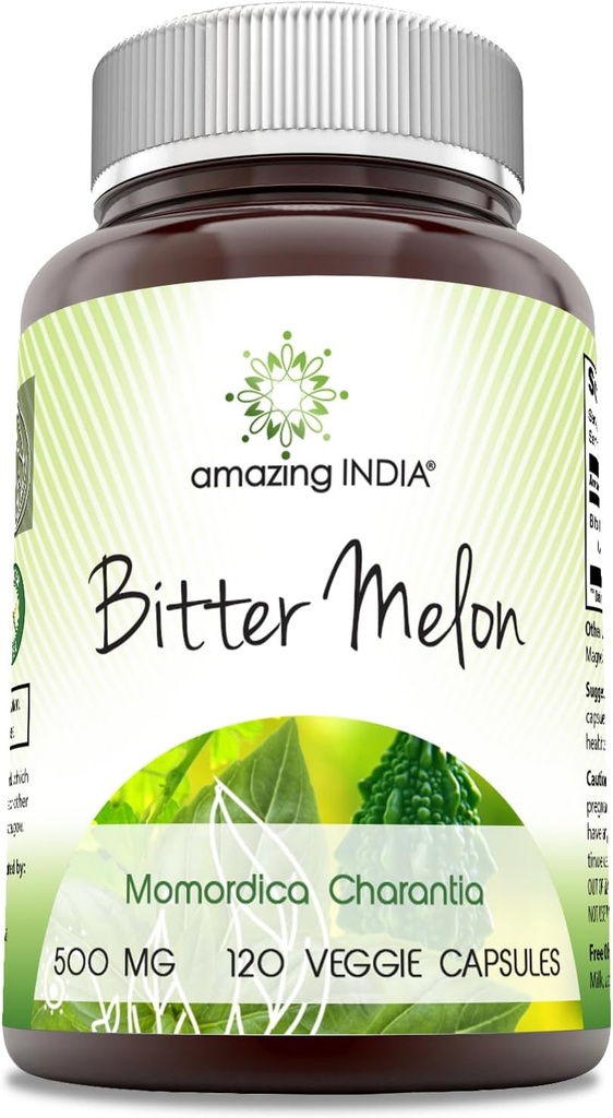 Amazing India Bitter Melon 500 mg 120 Capsules de légumes Supplément