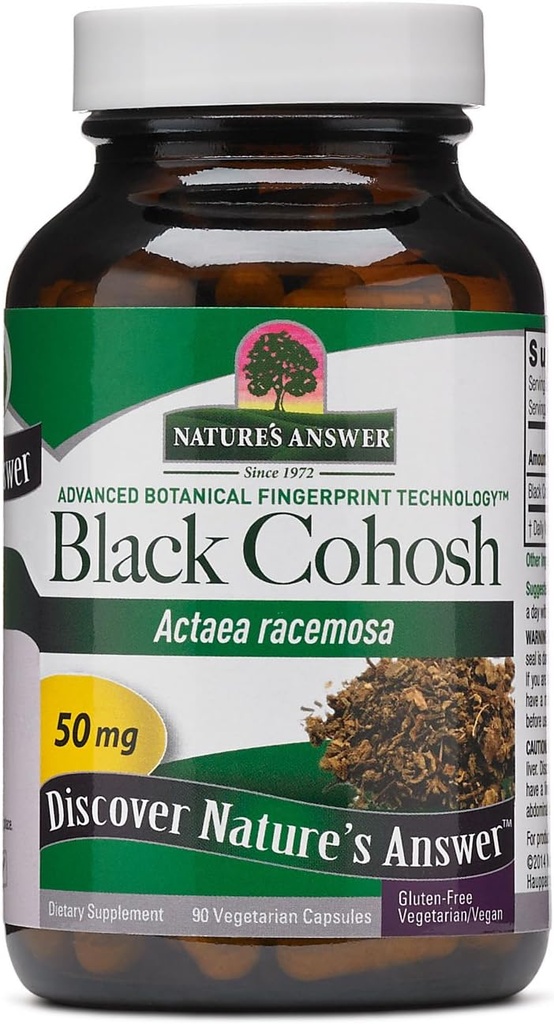 Natures Answer Black Cohosh Root Powder 50mg 90 Vegetarian Capsules | Menopausal Support | Hot Flash Relief | Promotion of Fertility