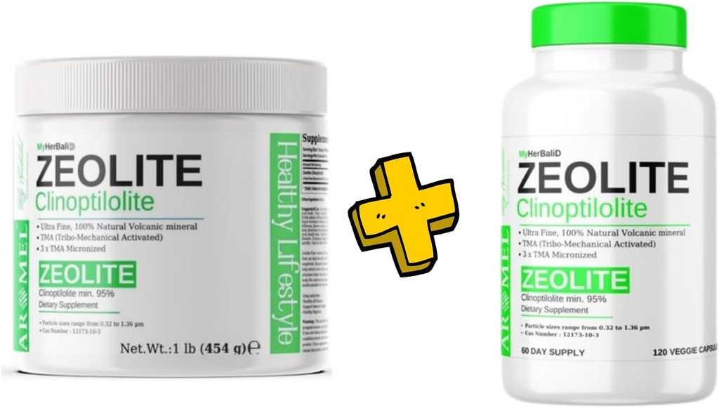 Poudre de zéolite 1 livre + poudre de zéolite 120 capsules