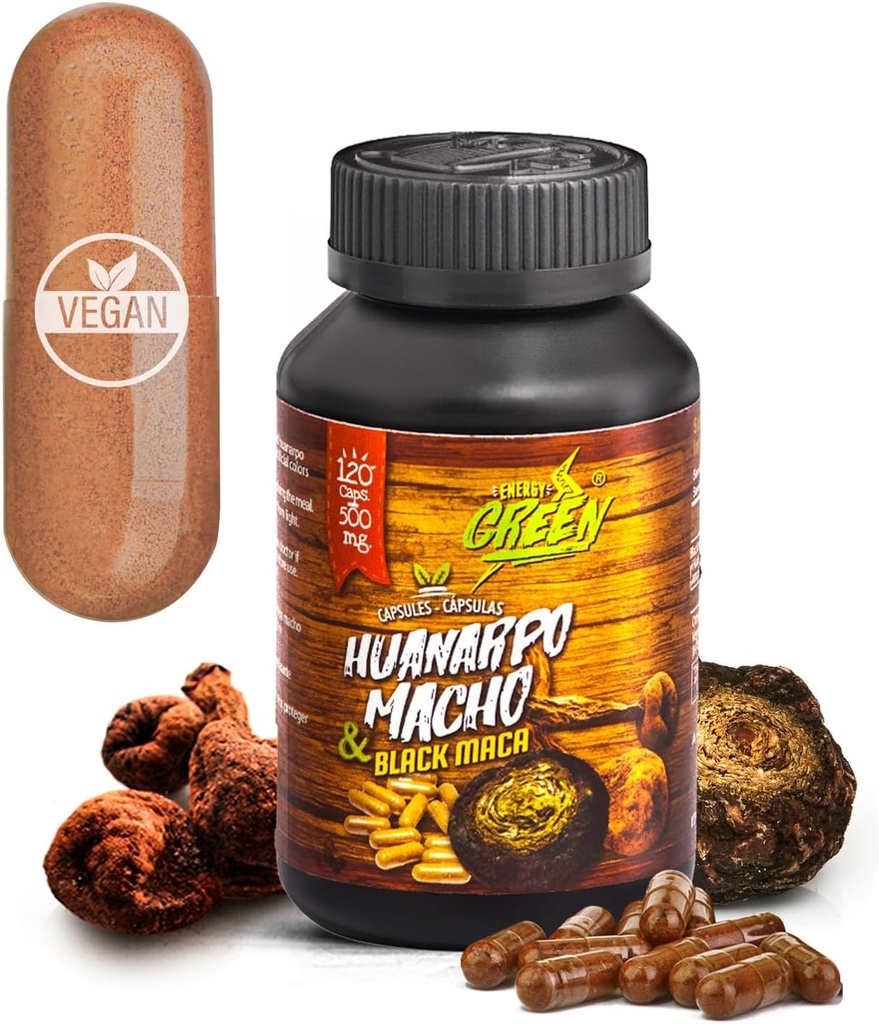 Black Maca Root and Huanarpo Macho Capsules l 100% Natural Energizer and Booster l Immune Support for Men (1500mg par service) l Male Health suspensive l Amazon Andes