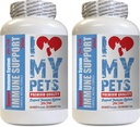 I LOVE MY PETS LLC Suppléments de peau de chien - PET Imune Support - Chiens et chats - Booster - Healthy - Turmeric pour chiens avec des allergies - 120 Treats (2 bouteilles)