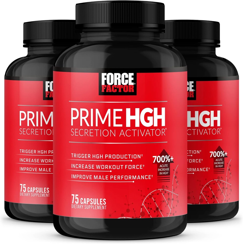 FACTEUR DE FORCE Prime HGH Secretion Activator, 3-Pack, supplément HGH pour les hommes ayant étudié cliniquement AlphaSize pour aider à déclencher la production HGH, augmenter la force d'entraînement, et améliorer le rendement, 225 Compte