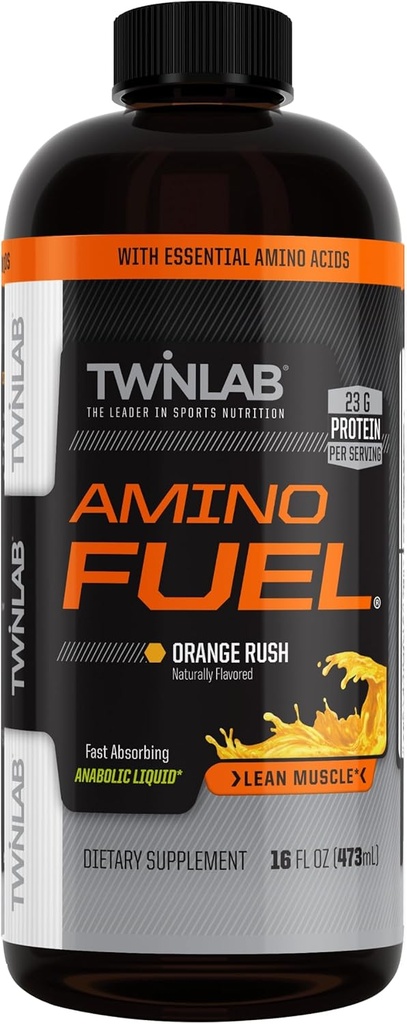 Twinlab Amino Fuel - Pre-Workout and Post-Workout Energy Drink & Supplement -16 fl oz, Orange Rush