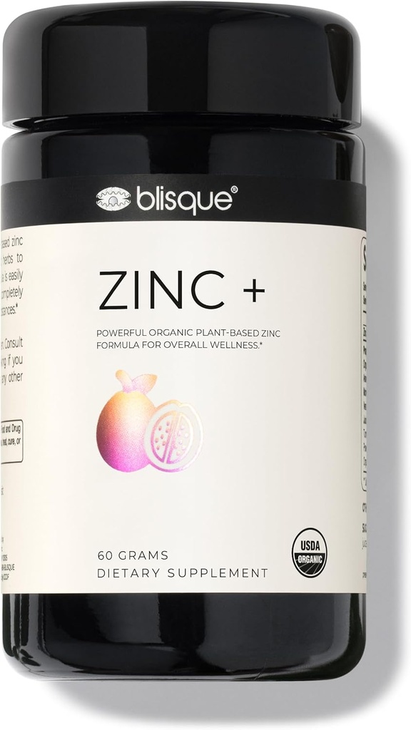 Blisque – Supplément de zinc biologique provenant de Guava Leaf, pour le soutien immunitaire, la défense et le renforcement avec Ashwagandha, Aloe Vera, Ginger et Turmeric.