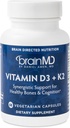 BRAINMD Vitamine D3 + K2-60 Capsules - Soutien synergique pour les os sains et la cognition - Sans gluten - 60 portions
