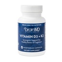 BRAINMD Vitamine D3 + K2-60 Capsules - Soutien synergique pour les os sains et la cognition - Sans gluten - 60 portions